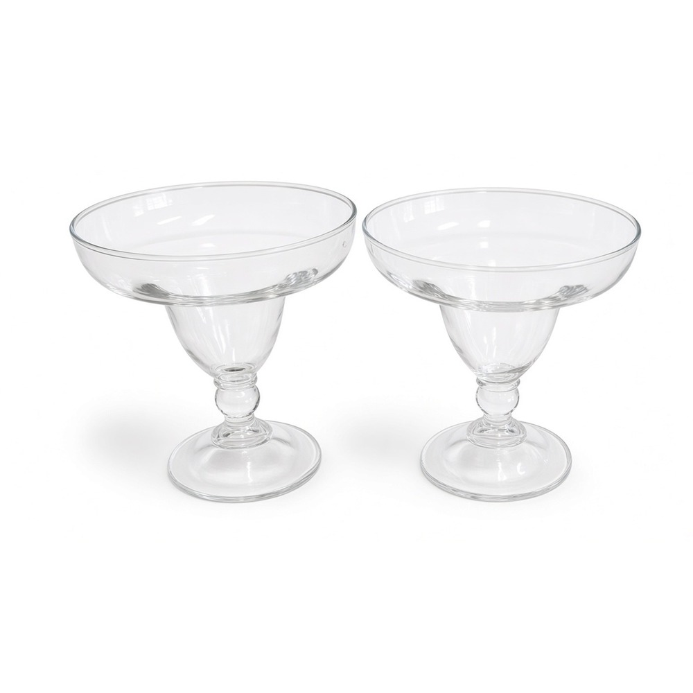 Vintage Margarita Glasses, Clear Glass, Footed, 4 3/4" Tall, 8 Ounce, Set of 2